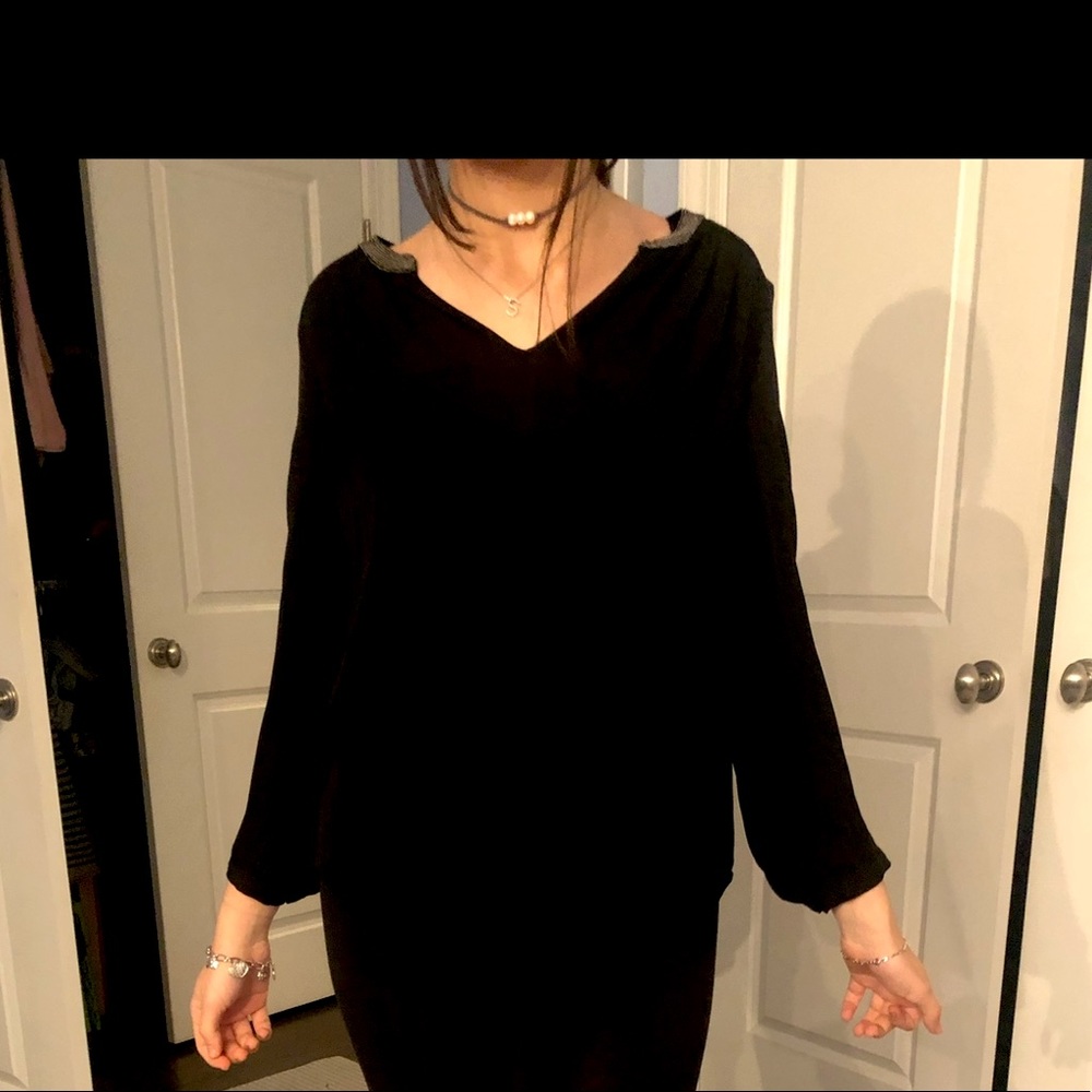 Joie Silk Blouse with Beaded Collar
